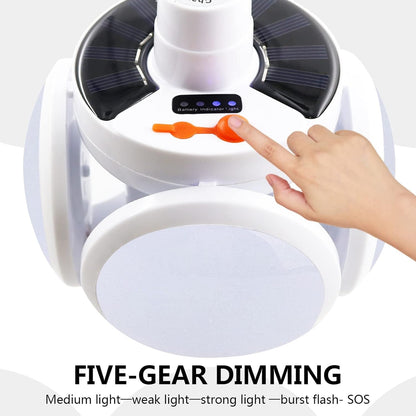 Solar Multi-Functional Emergency LED Light â€“ USB Rechargeable, 5 Modes, Foldable, SOS & IP65 Waterproof