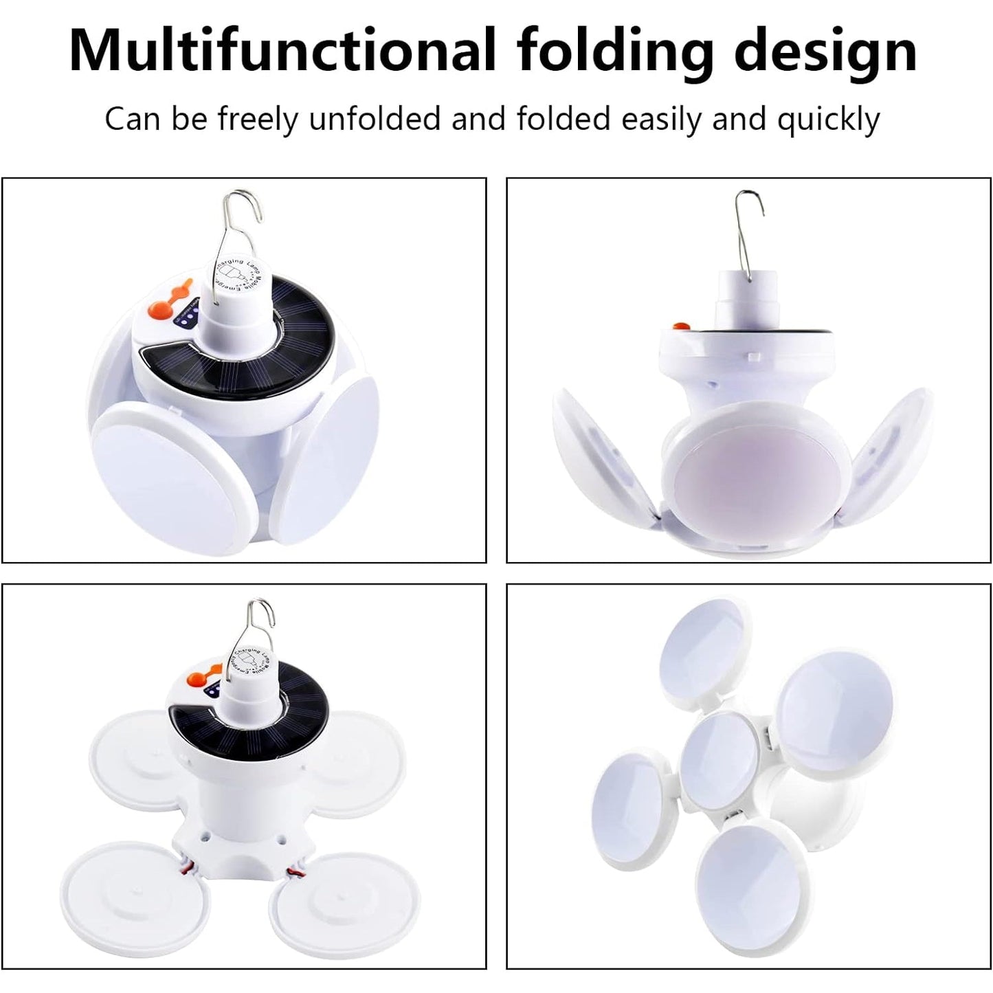 Solar Multi-Functional Emergency LED Light â€“ USB Rechargeable, 5 Modes, Foldable, SOS & IP65 Waterproof