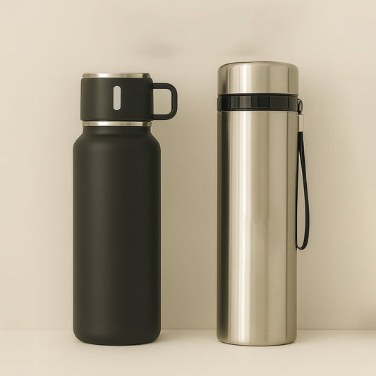 Stainless Steel Vacuum Insulated Water Bottle â€“ 900ML Approx, Leak-Proof, Wide Mouth with Hanging Strap (Mix Color)