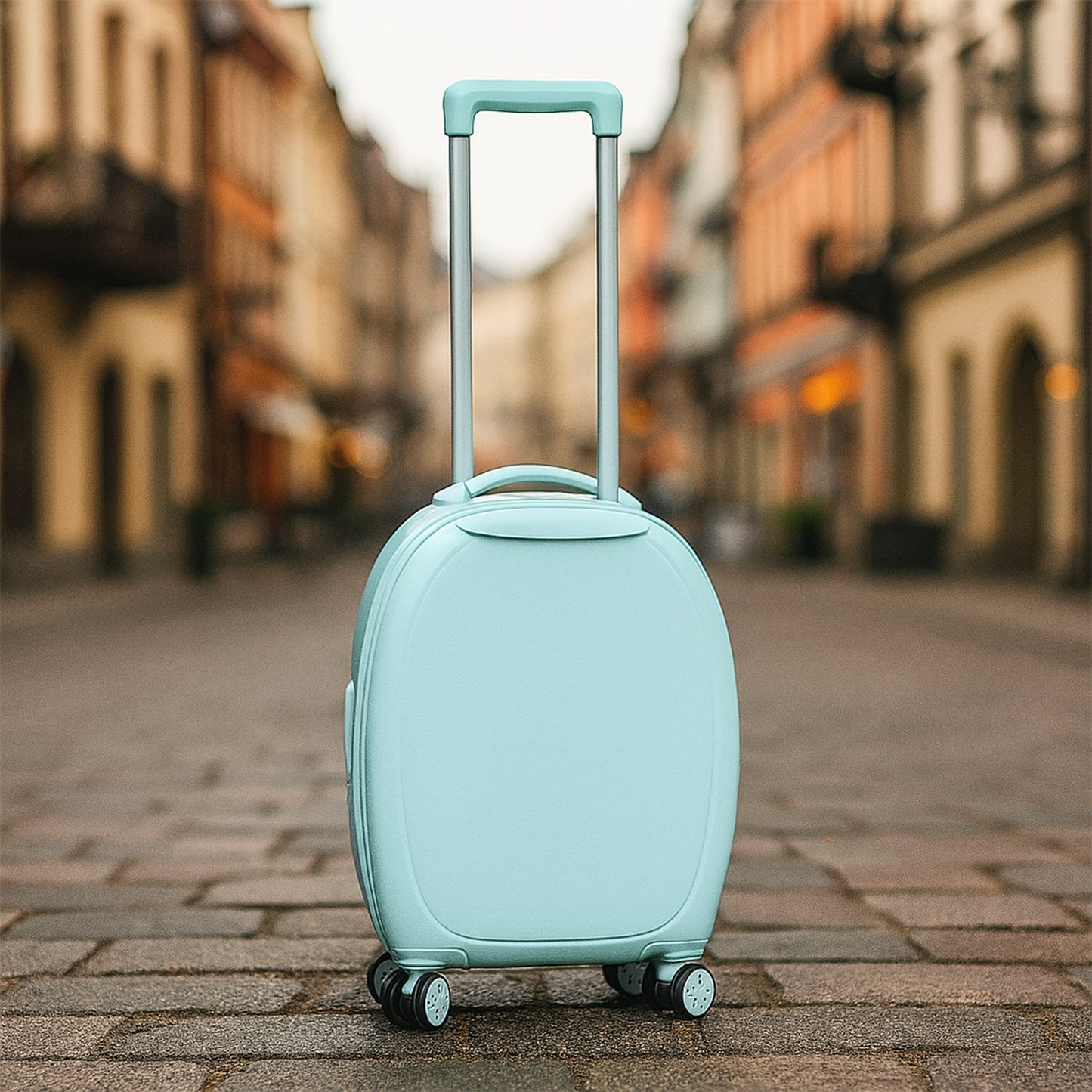 17849Â Suitcase For Kids, Girls Green Small Cabin Hard Cover Holiday Carry On Trolley with Extendable Handle, Children's Luggage, Trolley Rolling Luggage for Toddlers Men Woman (Mix Color)