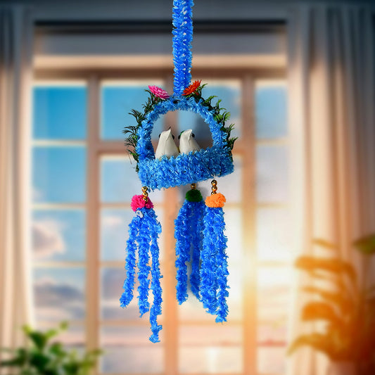 Home Decoration Bird Nest Decor Lovely Beautiful Artificial Birds Jute Nest Hanging for Balcony and Garden Decoration |Home Decor Wall Hanging Decorative Showpiece (1 Pc / Mix Color) Diwali Special