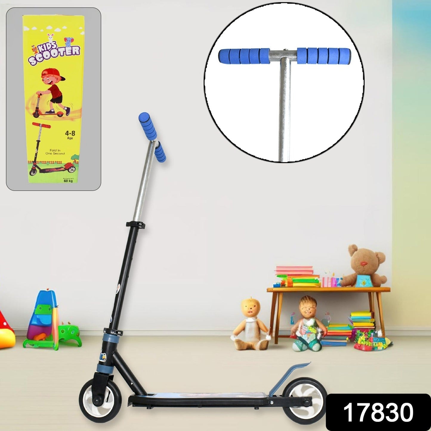 Foldable Kids Ride-On Scooter â€“ 2-Wheel, Height Adjustable (4-8 yrs, Multicolor)