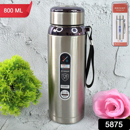 800ml Stainless Steel Water Bottle â€“ Leak-Proof Thermos Flask for Travel, Gym, Office, Home Use (1 Pc)