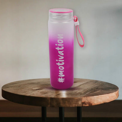 Motivational Glass Water Bottle Colorful potable Water Glass Bottle With Rubber Band,Â Daily Intake Hourly Water Bottle to Ensure You Drink Enough Water Throughout The Day Reusable Cycling Gym, Workout Fitness Bottle (350 ML)