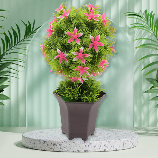 Wild Artificial Flower Plant with Cute Pot – Home Office Tabletop Decor, Indoor Balcony Decoration (1 Pc) Diwali Special