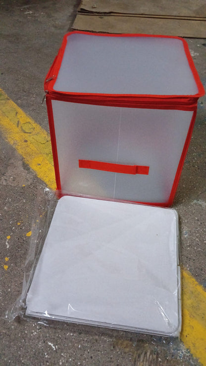 Storage Box Transparent PVC Zipper Sealed Lasting Sock Organizer with Compartment (30Ã—30 CM / Inside Cardboard sheet)