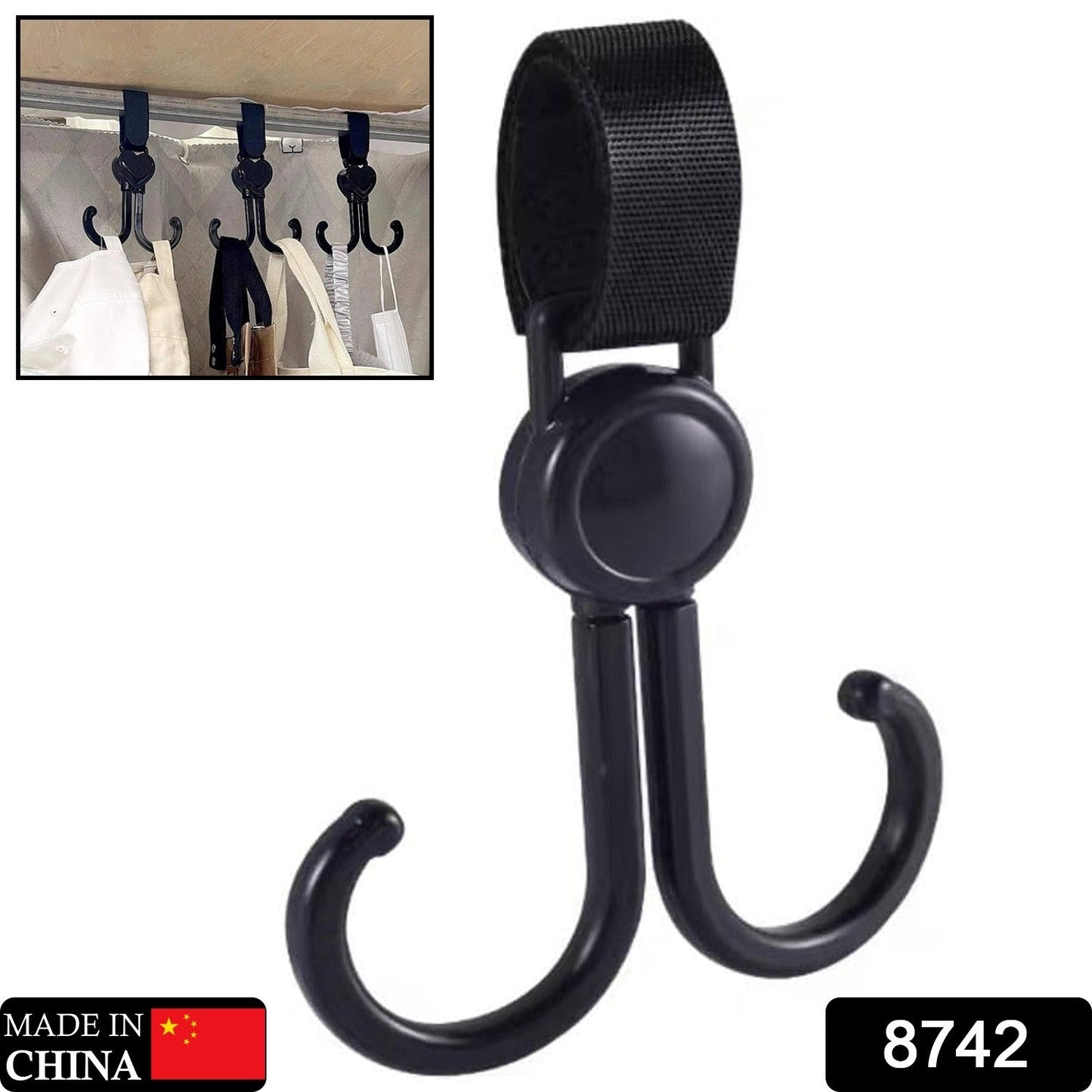 360Â° Rotating Multi-Purpose Baby Carriage Hook â€“ For Strollers, Cars & More (1 Pc)