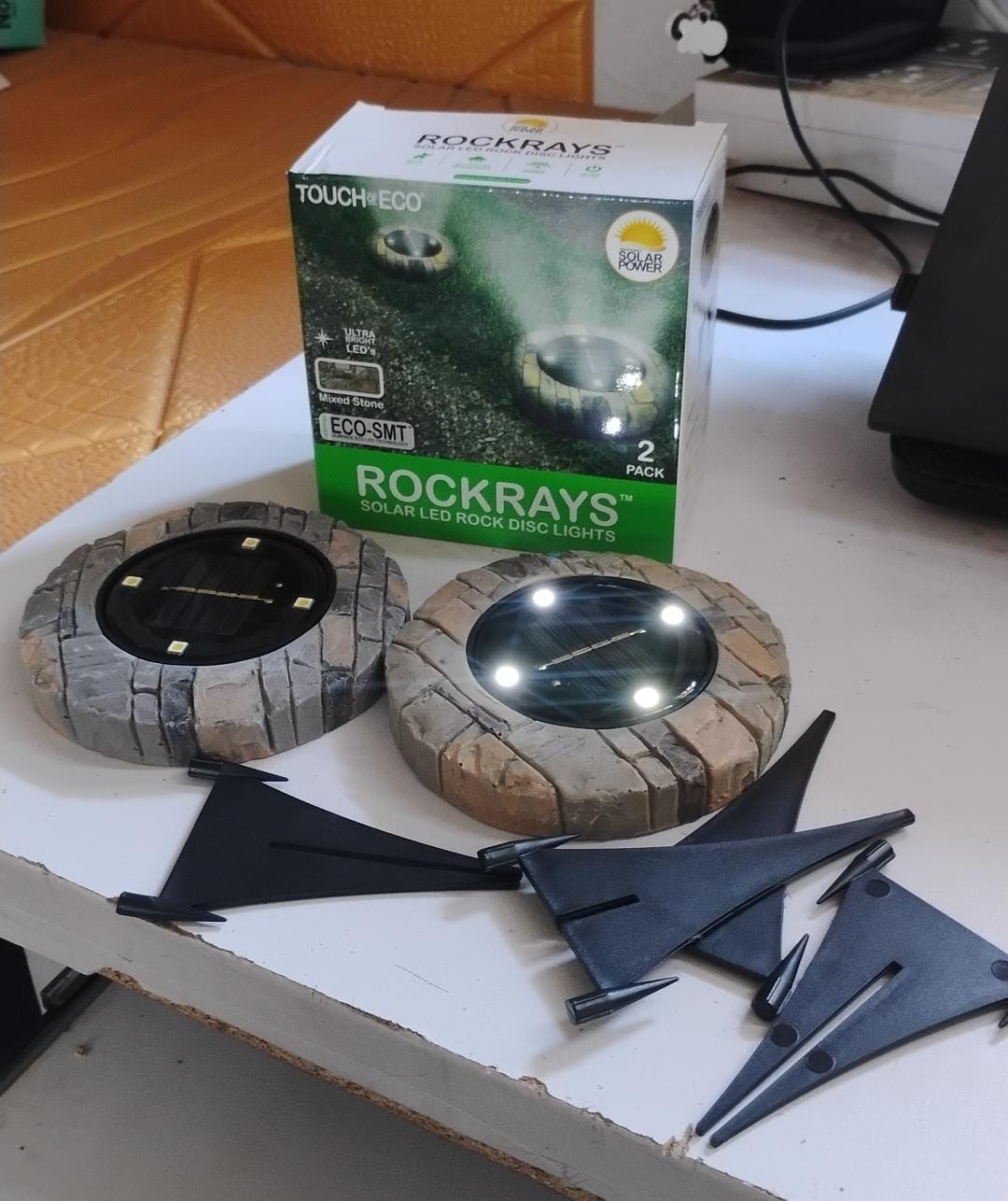 Disk Lights Slate â€“ Heavy Duty Outdoor Solar Pathway Lights â€“ 4 LED (2 Pc)