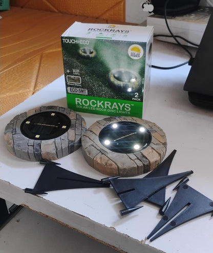 Disk Lights Slate â€“ Heavy Duty Outdoor Solar Pathway Lights â€“ 4 LED (2 Pc)