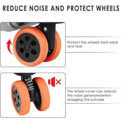 Silicone Luggage Wheel Covers – Noise Reduction & Protection (8 Pcs)