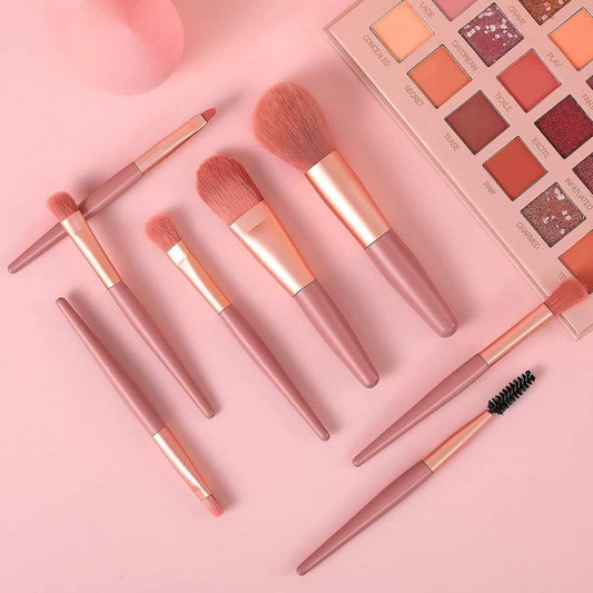 8-Piece Mini Makeup Brush Kit â€“ Portable Premium Synthetic Set with Case (Mix Colors)