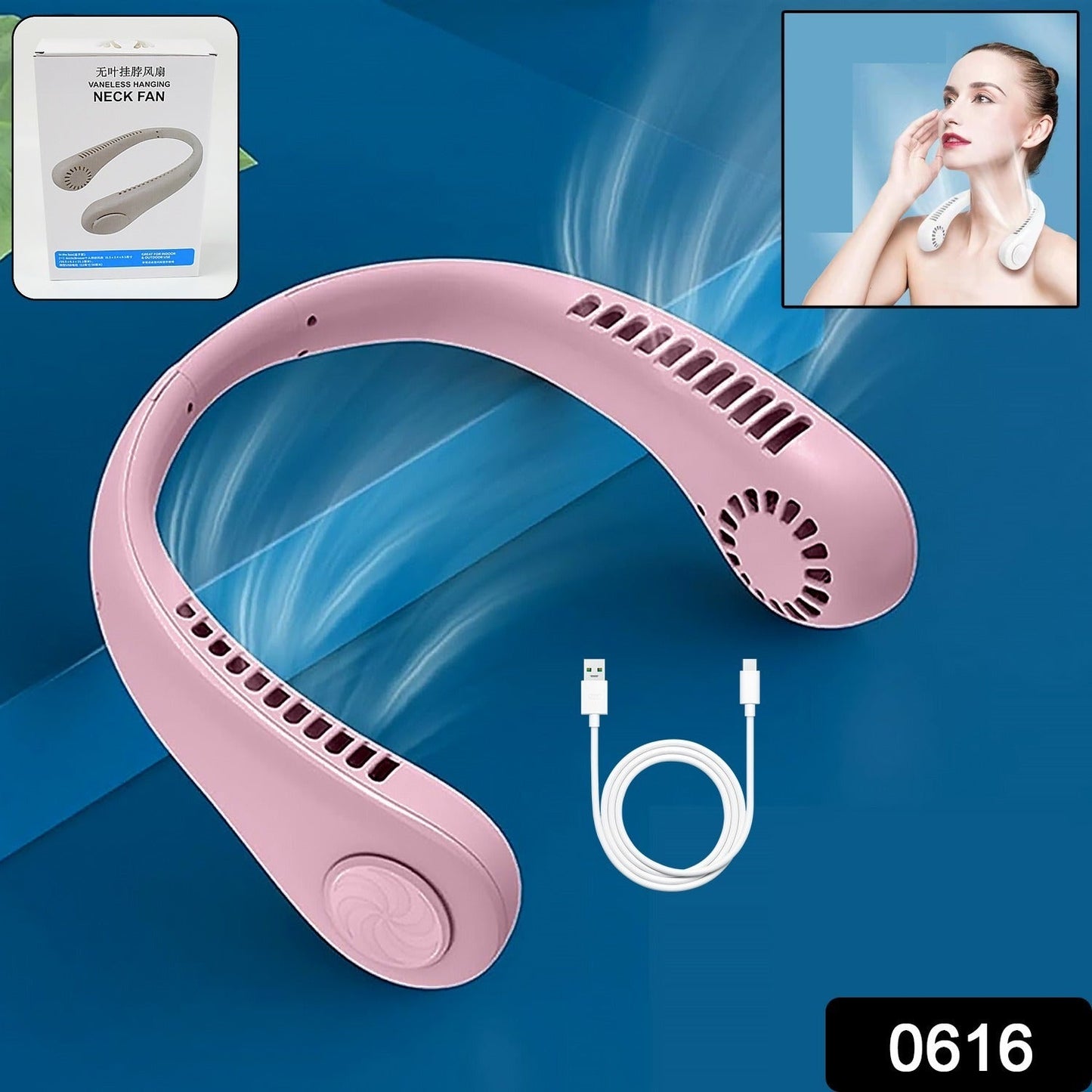Portable Neck Fan: Holiday Hands Free Bladeless Neck Fan, 360Â° Cooling Hanging Fan, USB Rechargeable Personal Neck Fan, Wearable Neck Fan Suitable for Traveling