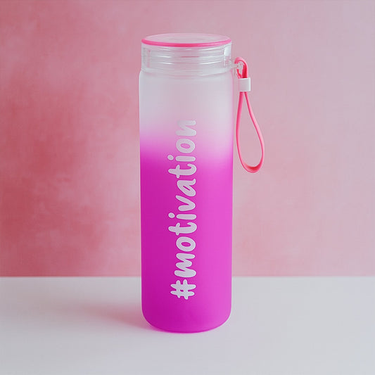 Motivational Glass Water Bottle Colorful potable Water Glass Bottle With Rubber Band,Â Daily Intake Hourly Water Bottle to Ensure You Drink Enough Water Throughout The Day Reusable Cycling Gym, Workout Fitness Bottle (350 ML)