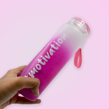 Motivational Glass Water Bottle Colorful potable Water Glass Bottle With Rubber Band,Â Daily Intake Hourly Water Bottle to Ensure You Drink Enough Water Throughout The Day Reusable Cycling Gym, Workout Fitness Bottle (350 ML)