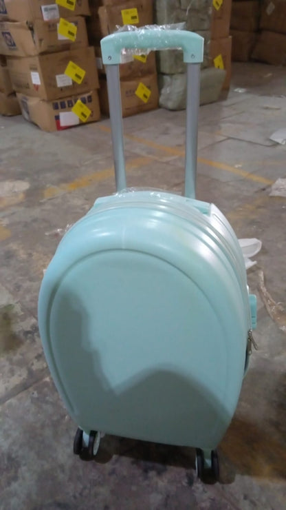 17849Â Suitcase For Kids, Girls Green Small Cabin Hard Cover Holiday Carry On Trolley with Extendable Handle, Children's Luggage, Trolley Rolling Luggage for Toddlers Men Woman (Mix Color)