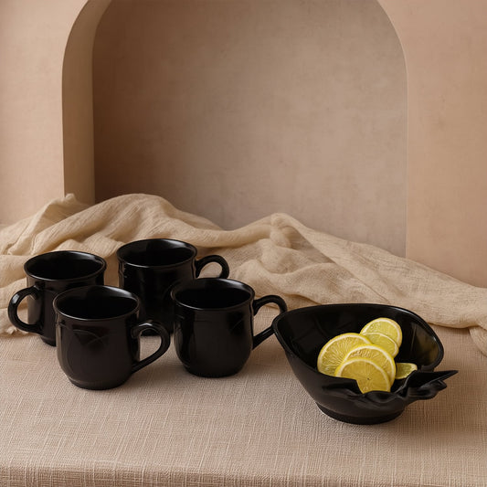 Pine Party Ceramic Tea / cups / Mug Set With Pineapple Shape Serving BowlÂ Milk Cup, Coffee Cup, Tea Cup, Breakfast Cup, Drinking Mug or Outdoor for Household, Gift for Birthday, Wedding Party (5 Pcs set)