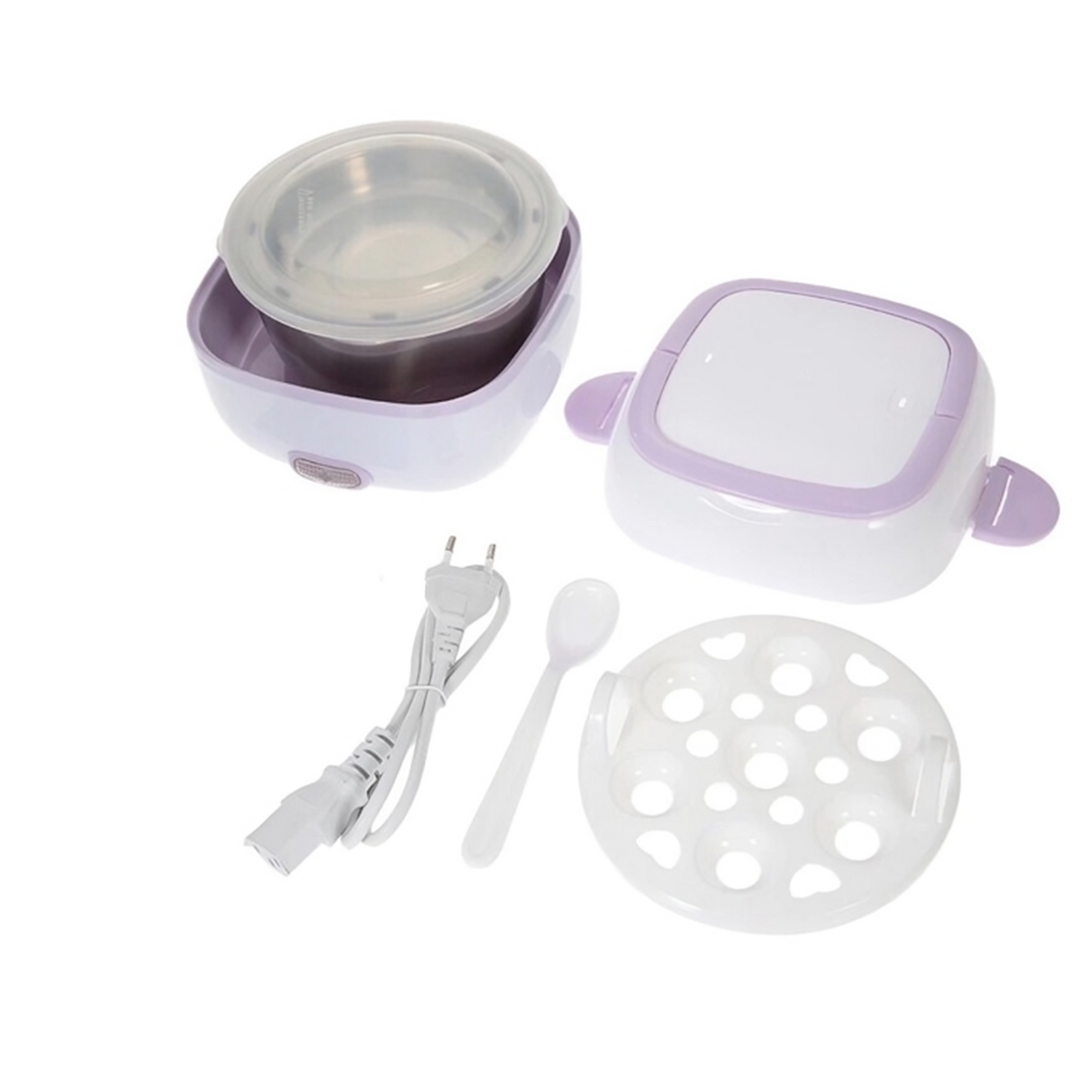 Electric Lunch Box Portable Food Warmer Food Heating Lunch Box Removable Food-Grade Stainless Steel Compartments, 220V 200W, for Car, Truck, officeÂ 