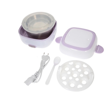 Electric Lunch Box Portable Food Warmer Food Heating Lunch Box Removable Food-Grade Stainless Steel Compartments, 220V 200W, for Car, Truck, officeÂ 