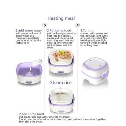 Electric Lunch Box Portable Food Warmer Food Heating Lunch Box Removable Food-Grade Stainless Steel Compartments, 220V 200W, for Car, Truck, officeÂ 