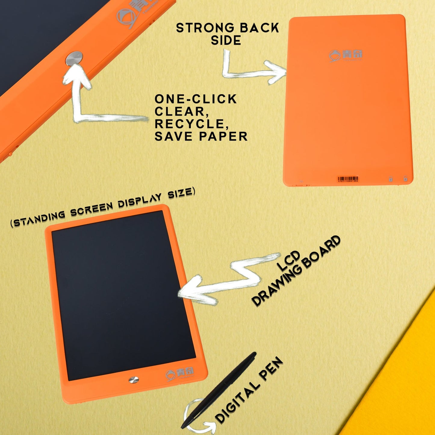 Portable LCD Writing Board Slate Drawing Record Notes Digital Notepad with Pen Handwriting Pad Paperless Graphic Tablet for Kids (1 pc / 25Ã—15 Cm)