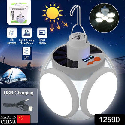 Solar Multi-Functional Emergency LED Light â€“ USB Rechargeable, 5 Modes, Foldable, SOS & IP65 Waterproof