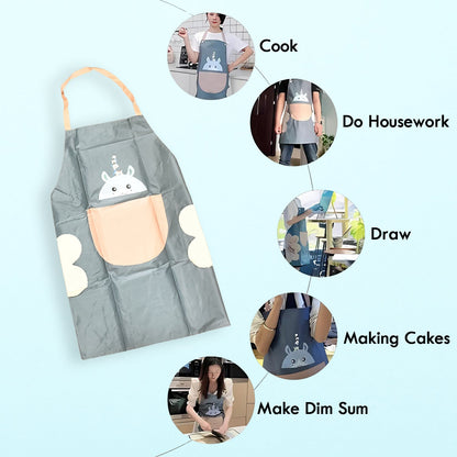 Cute Cartoon Animal Design Kitchen Apron (1 Pc)