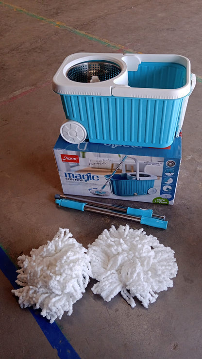 Apex Magic 360Â° Spin Mop Cleaning System with Stainless Steel Spinner