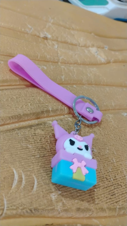 Cute Cartoon Silicone 3D Key Chain with Metal Hook & Strap (Pack of 1)