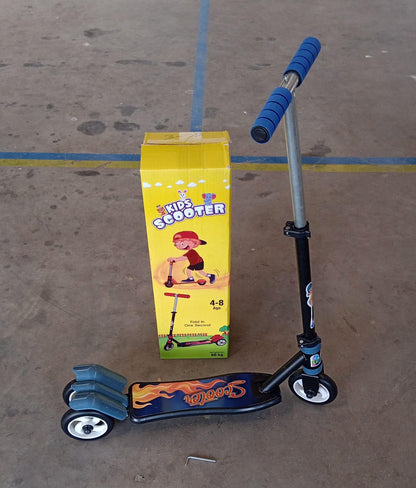 Basic Kids Ride On Leg Push Scooter for Boys and Girls (4 - 8 Years Old Kids) Foldable Scooter Cycle with Height Adjustment for Boys and Girls Multicolor (1 Pc / 3 Wheel)Â 