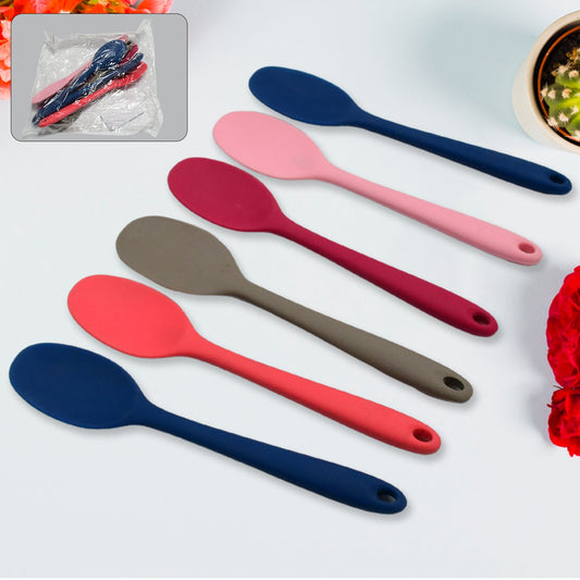 Multipurpose Silicone Spoon, Silicone Basting Spoon Non-Stick Kitchen Utensils Household Gadgets Heat-Resistant Non Stick Spoons Kitchen Cookware Items ForÂ Cooking and Baking (6 Pcs Set)